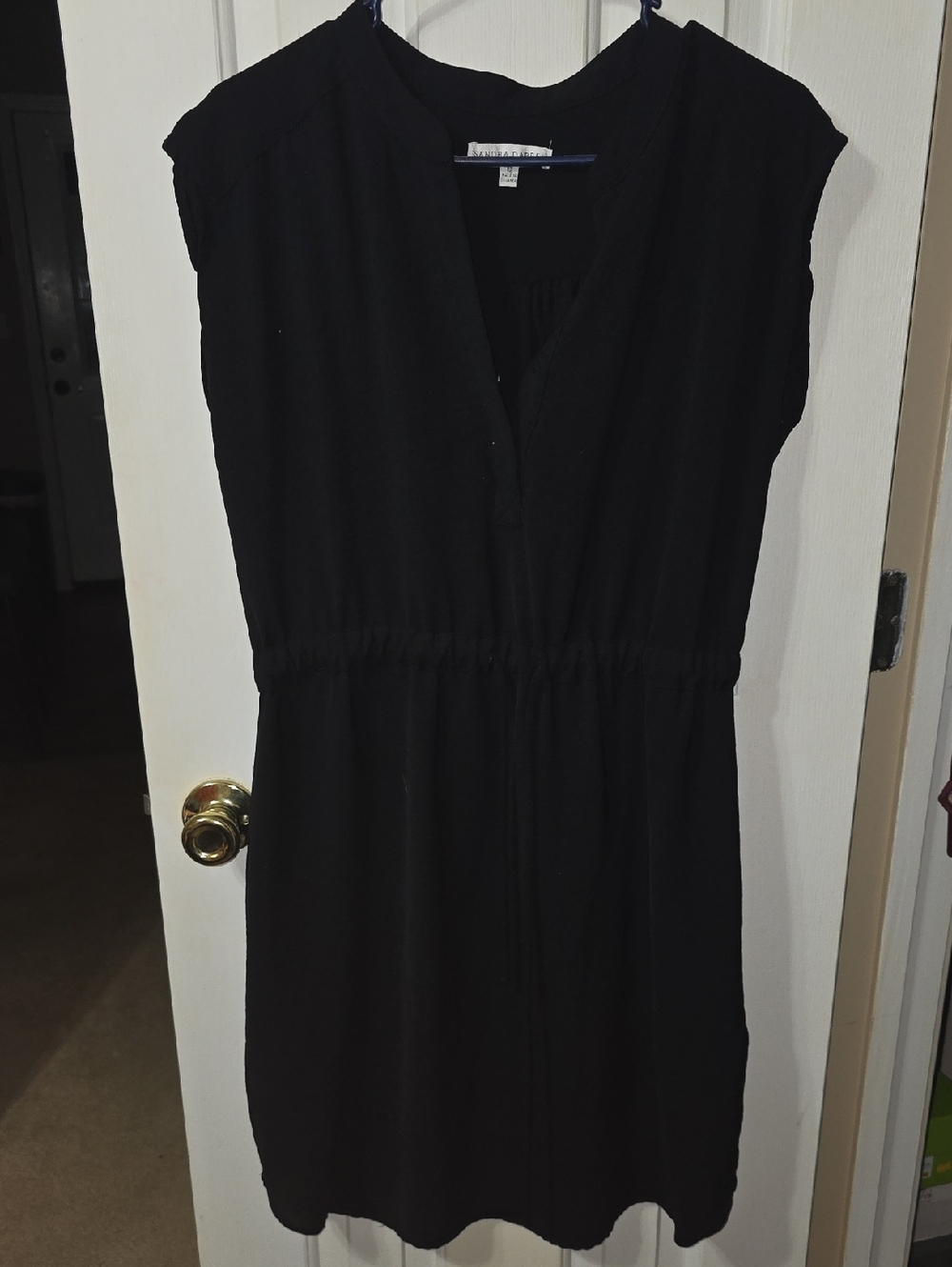 Sandra Darren Black Midi Dress with Elastic Waist